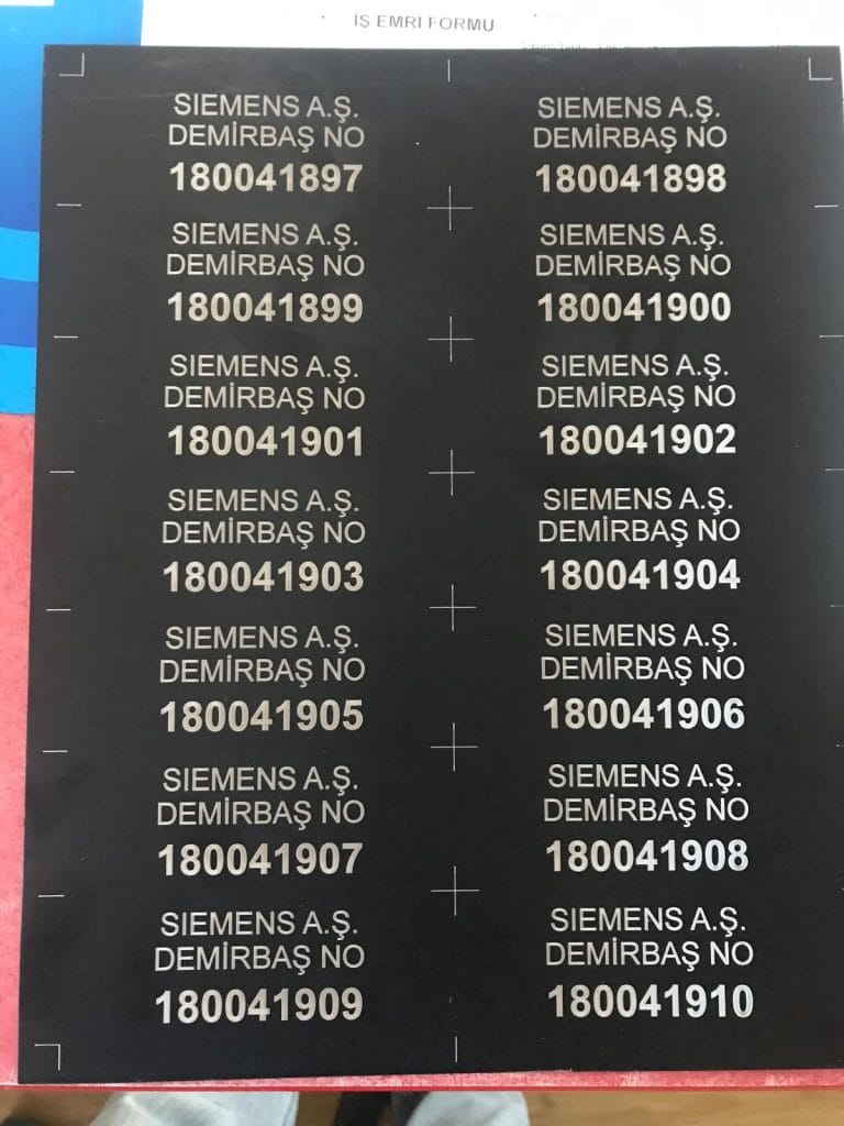 Alüminyum Lazer Kazıma Etiket